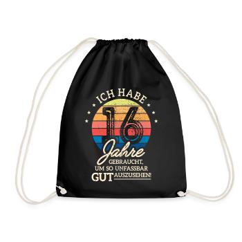 16. Geburtstag Geschenk Habe 16 Jahre Gebraucht - Turnbeutel - Schwarz - Vorne
