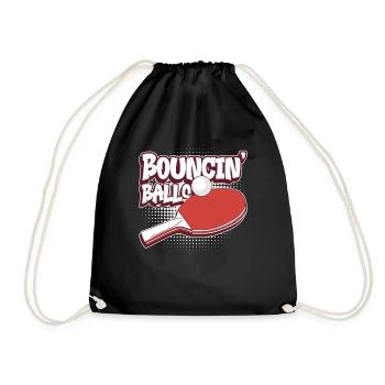 Bouncin' Balls - Lustiges Ping Pong - Turnbeutel - Schwarz - Vorne