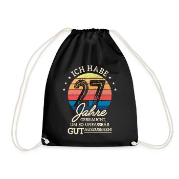 27. Geburtstag Geschenk Habe 27 Jahre Gebraucht - Turnbeutel - Schwarz - Vorne
