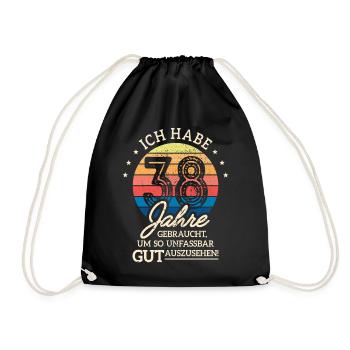 38. Geburtstag Geschenk Habe 38 Jahre Gebraucht - Turnbeutel - Schwarz - Vorne