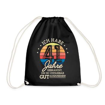 41. Geburtstag Geschenk Habe 41 Jahre Gebraucht - Turnbeutel - Schwarz - Vorne