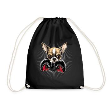 Niedlicher Chihuahua als Boxer für einen - Turnbeutel - Schwarz - Vorne