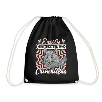 Easily Distracted By Chinchillas Longhair Breeders - Drawstring Bag - black - Front