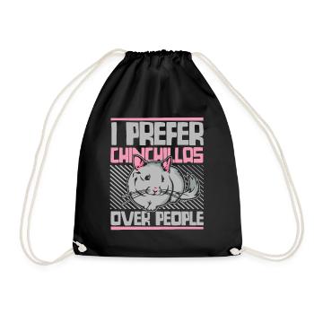 I Prefer Chinchillas Over People Longhair Breeder - Drawstring Bag - black - Front