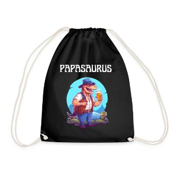 Papa Saurus Dinosaurier Familien Dino Papasaurus - Turnbeutel - Schwarz - Vorne