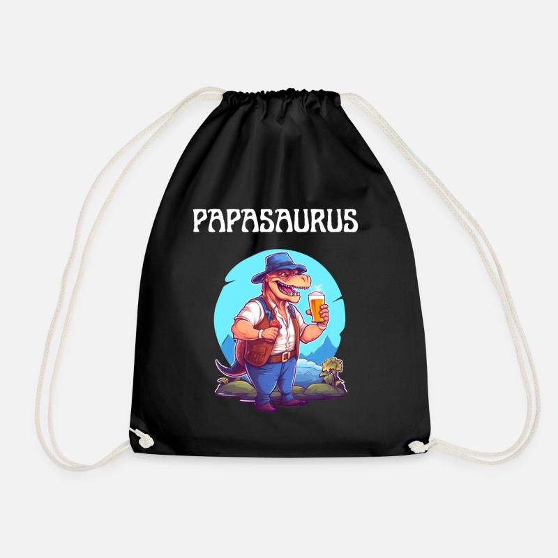Papa saurus dinosaur families Dino Papasaurus - Drawstring Bag - black