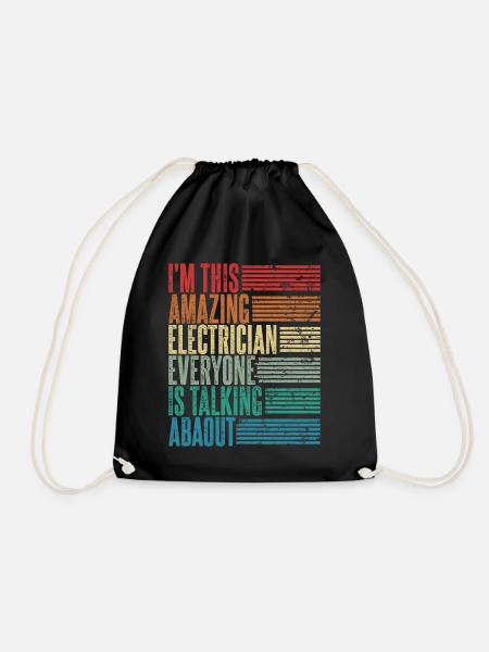 Vintage Electrician Electrician Gift Retro - Drawstring Bag - black