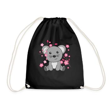 Souris animaux mignons pour enfants kawaii - Sac de sport léger - noir - Devant
