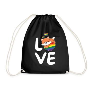 Regenbogen Flag Pride LGBTQ süßer Fuchs Love - Turnbeutel - Schwarz - Vorne