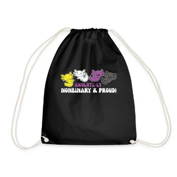 Nichtbinär Axolotl Flag Pride LGBTQ süße Axolotls - Turnbeutel - Schwarz - Vorne