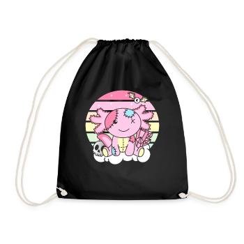 Kawaii Gothic Axolotl Pastel Gothic Goth - Drawstring Bag - black - Front