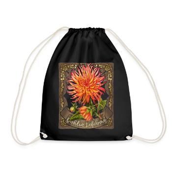 Illustration de dahlia, dessin botanique vintage - Sac de sport léger - noir - Devant