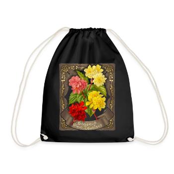 Fleur de bégonia, illustration botanique vintage - Sac de sport léger - noir - Devant