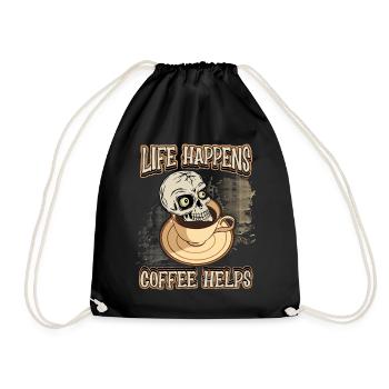 Coffee coffee drinker funny saying with skull - Drawstring Bag - black - Front