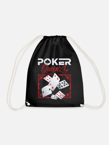 Poker-Queen, Poker-Spruch, Poker-Champion - Turnbeutel - Schwarz