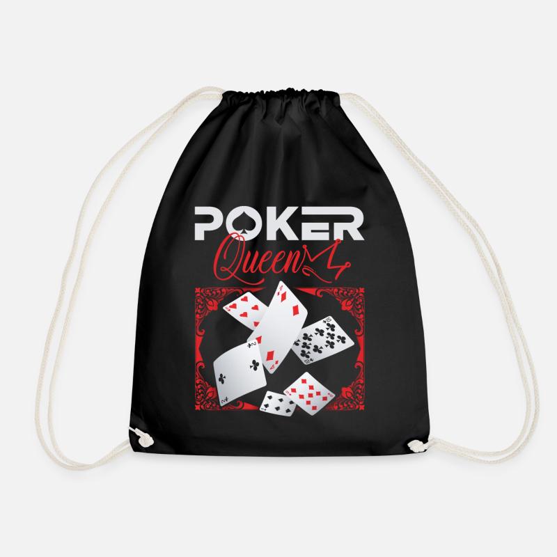 Poker-Queen, Poker-Spruch, Poker-Champion - Turnbeutel - Schwarz