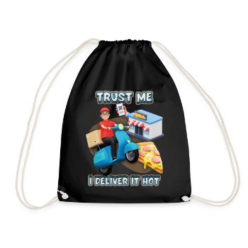 pizza delivery, food delivery, pizza delivery service - Drawstring Bag - black - Front