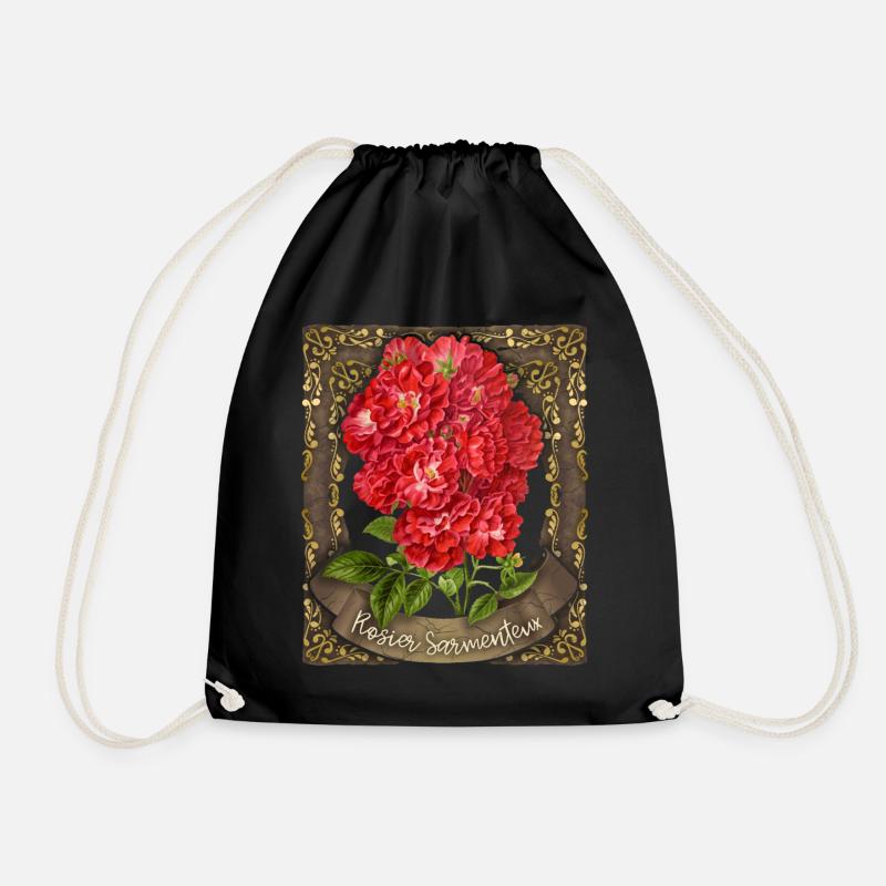 Antike Rose, botanische Rose, Vintage Rosen - Turnbeutel - Schwarz