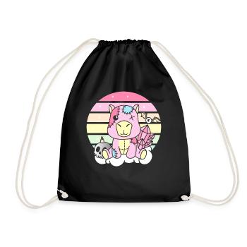 Kawaii Gothic Capybara Pastel Gothic Goth - Drawstring Bag - black - Front