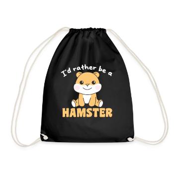 I'd rather be a hamster - cute hamsters - Drawstring Bag - black - Front