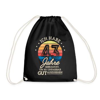 43. Geburtstag Geschenk Habe 43 Jahre Gebraucht - Turnbeutel - Schwarz - Vorne