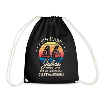 46. Geburtstag Geschenk Habe 46 Jahre Gebraucht - Turnbeutel - Schwarz - Vorne