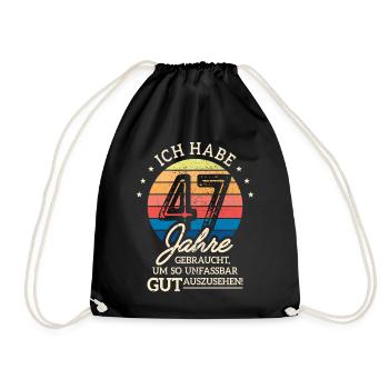 47. Geburtstag Geschenk Habe 47 Jahre Gebraucht - Turnbeutel - Schwarz - Vorne