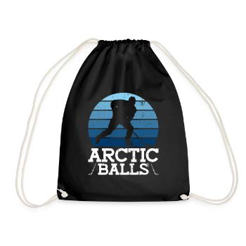 Arctic Balls - Lustiges Eishockey - Turnbeutel - Schwarz - Vorne