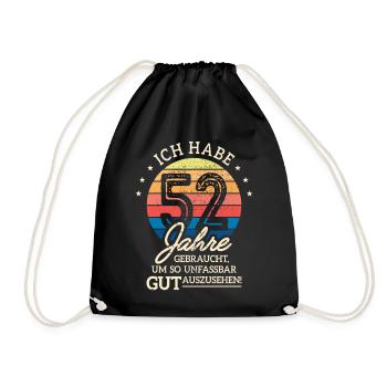 52. Geburtstag Geschenk Habe 52 Jahre Gebraucht - Turnbeutel - Schwarz - Vorne