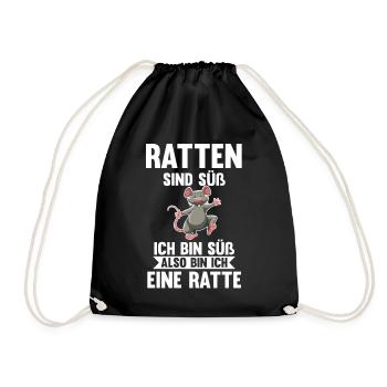 Nagetier Ratte Ratten - Turnbeutel - Schwarz - Vorne