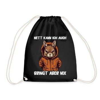 Hase Hasen Kaninchen Haustier - Turnbeutel - Schwarz - Vorne