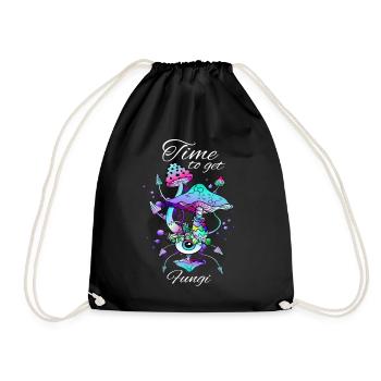 Neon Magic Mushrooms Eye Fungi Art - Drawstring Bag - black - Front