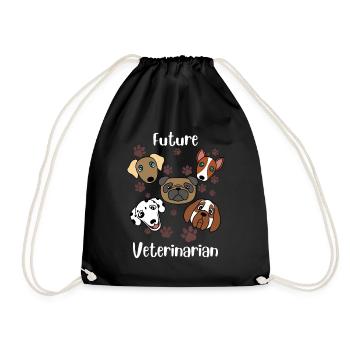 Funny Future Veterinarian Gift | Cute Aspiring Vet - Drawstring Bag - black - Front