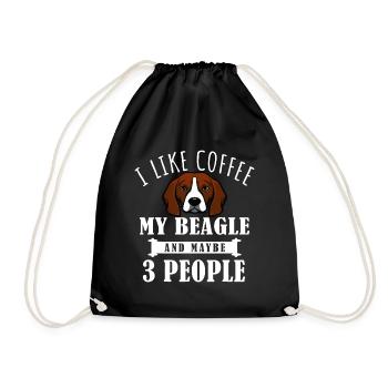 I Like Coffee Beagle And Maybe 3 People Funny Dog - Drawstring Bag - black - Front