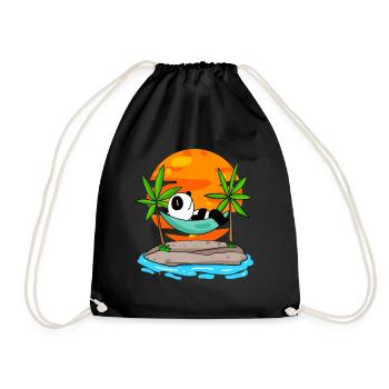 Panda on the beach - Drawstring Bag - black - Front
