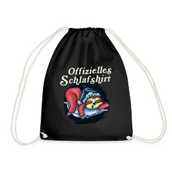 Faultier Tshirt Damen Herren Faul Müde Bürohumor - Turnbeutel - Schwarz - Vorne