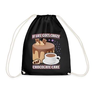 Chocolate cake, chocolate, 3d funny saying - Drawstring Bag - black - Front