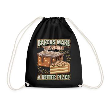 Schokokuchen, lustiger Bäcker Spruch mit Kuchen - Turnbeutel - Schwarz - Vorne