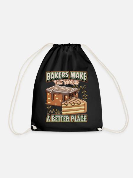 Gâteau au chocolat, drôle de boulanger avec gâteau - Sac de sport léger - noir