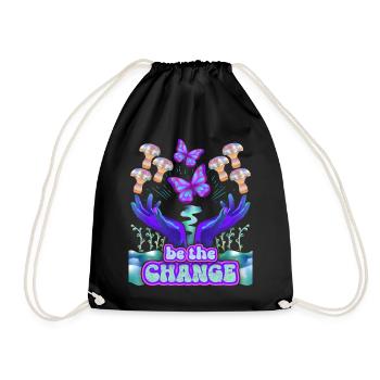 Psychedelic Mushrooms, Mushroom, Funny Saying - Drawstring Bag - black - Front