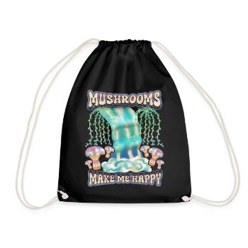 Magic Mushrooms, Psychedelische Pilze Surrealismus - Turnbeutel - Schwarz - Vorne