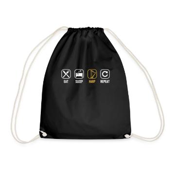 Eat Sleep Harp Repeat Harp Music Harp - Drawstring Bag - black - Front