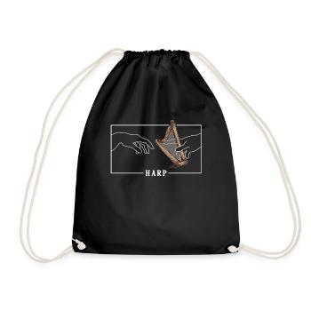 Michelangelo Creation of Adam Harp Harp Music - Drawstring Bag - black - Front