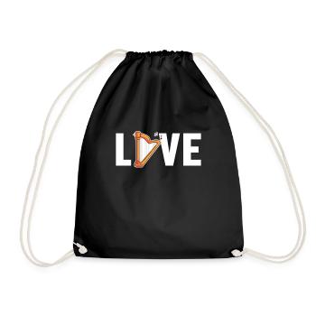 Love Harp Concert Harp Harp Music Harpist - Drawstring Bag - black - Front