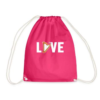 Love Harfe Konzertharfe Harfenmusik Harfenspieler - Turnbeutel - Fuchsia - Vorne