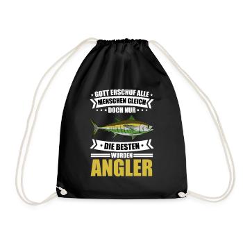 Angeln Lustig Fischart Hecht Gott Und Angler - Turnbeutel - Schwarz - Vorne