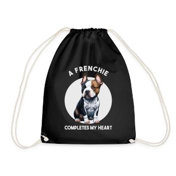 A Frenchie completes my heart - Turnbeutel - Schwarz - Vorne