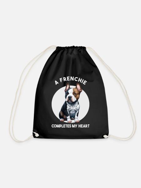 A Frenchie completes my heart - Turnbeutel - Schwarz