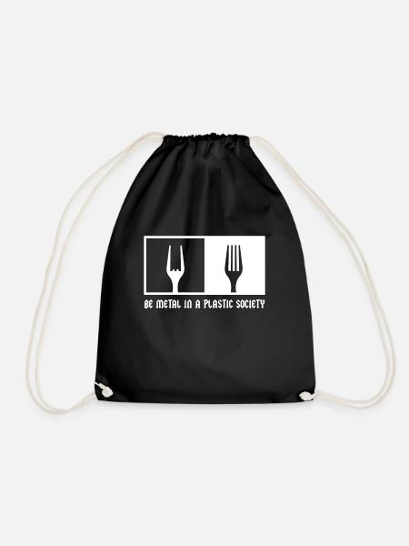Be Metal In A Plastic Society Pommesgabel Metal - Turnbeutel - Schwarz
