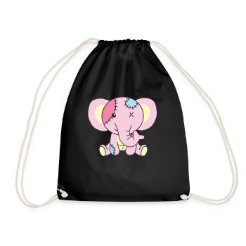 Kawaii Gothic Elephant Pastel Gothic Goth - Drawstring Bag - black - Front